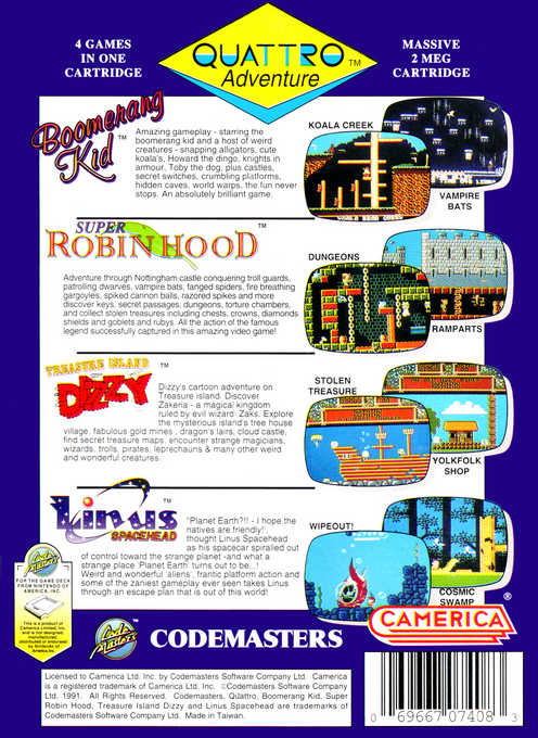 Quattro Adventure (Homebrew) — Box back